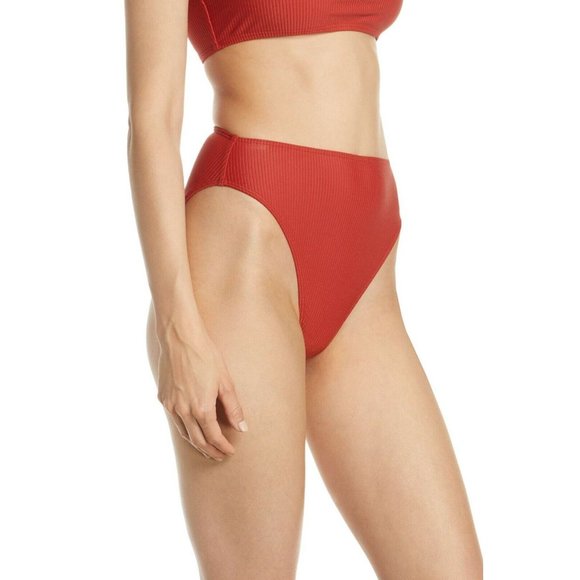 Something Navy High Waist Ribbed Bikini Bottoms Size XXL Red Ochre SN406837MI - Picture 3 of 9
